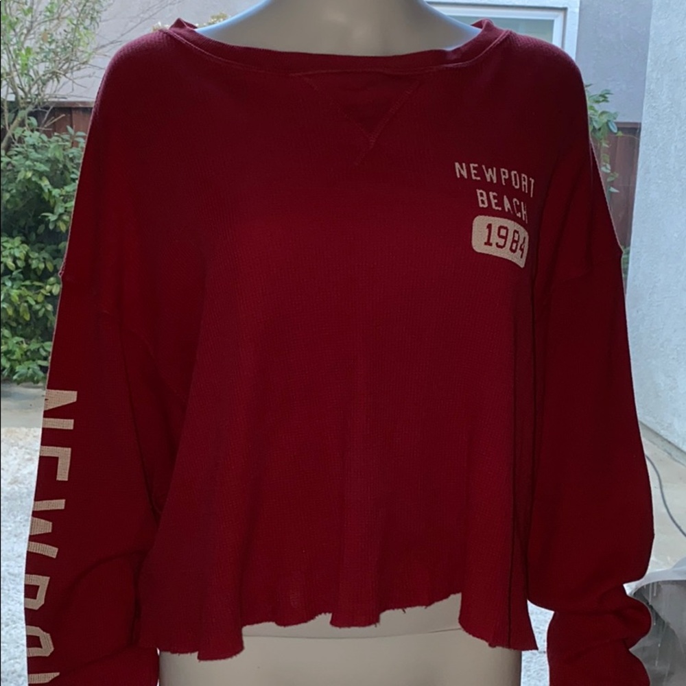 red long sleeve brandy top